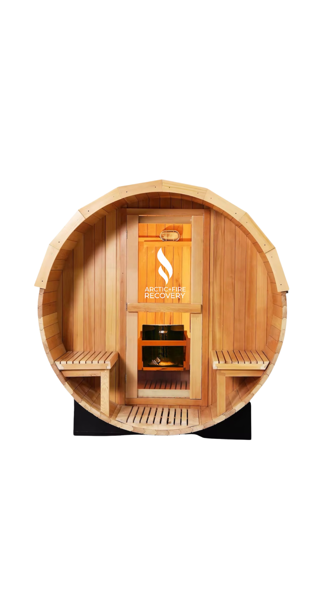 An Arctic Fire Recovery outdoor barrel sauna